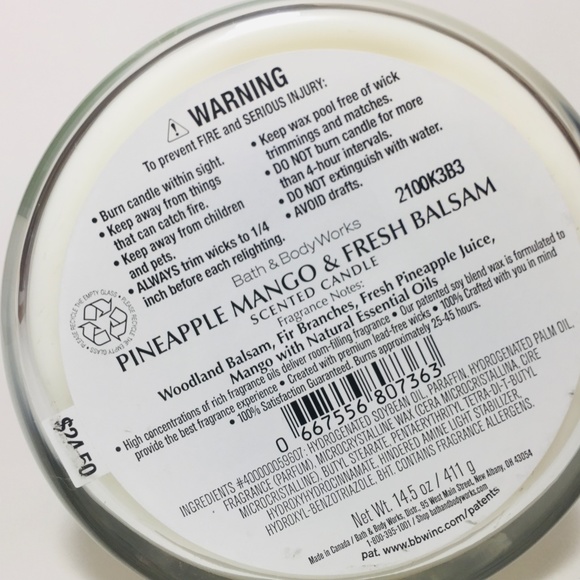 PINEAPPLE MANGO & FRESH BALSAM 3 Wick Candle - Picture 3 of 3